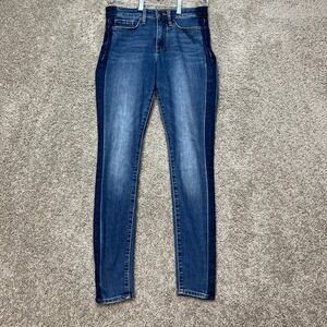 Athleta‎ Sculptek Jeans Womens 2 28x29 Medium Wash Skinny Side Stripe 5 Pocket